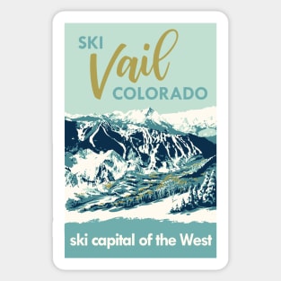 Light Blue Ski Vail Colorado, vintage poster Sticker